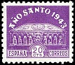 Spain 1943 Jubilee Year 20 CTS Lila Edifil 967